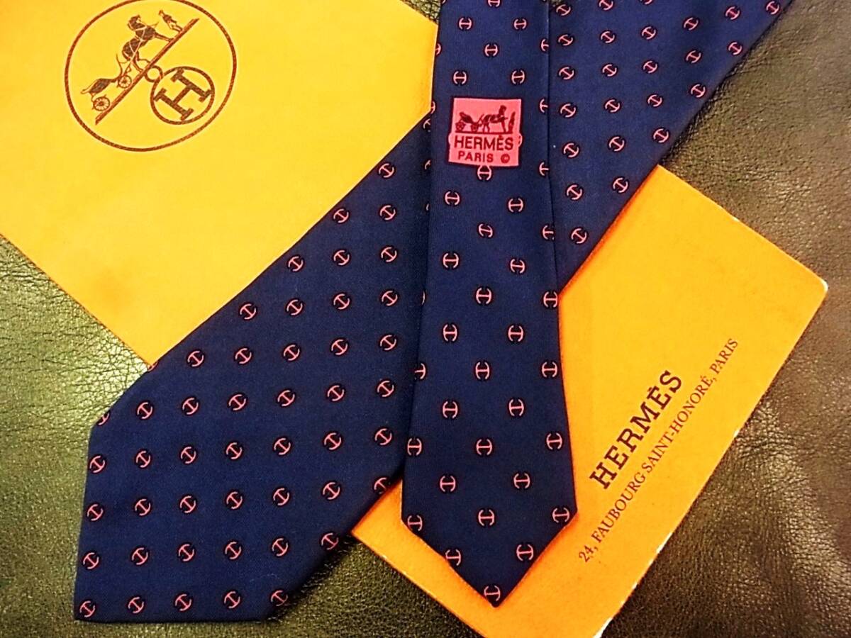 *bv1075* superior article * Hermes [ popular total H pattern ][ top class ][HERMES] necktie 