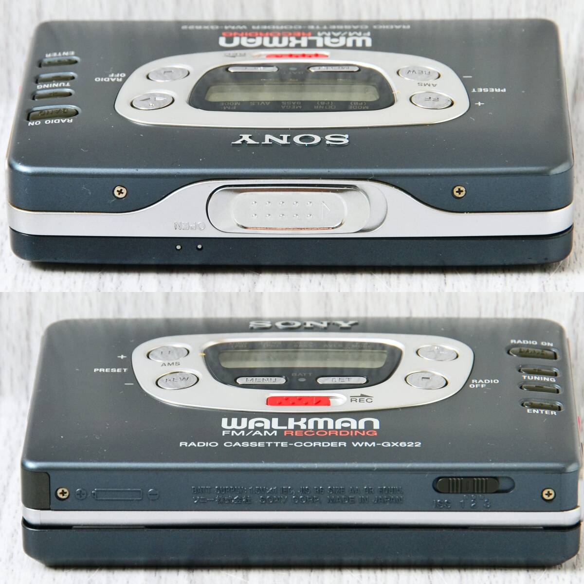 SONY WALKMAN WM-GX622 ラジオ＆レコーディング ソニーカセットウォークマン ガンメタ リモコン・イヤホン付 整備済の画像5