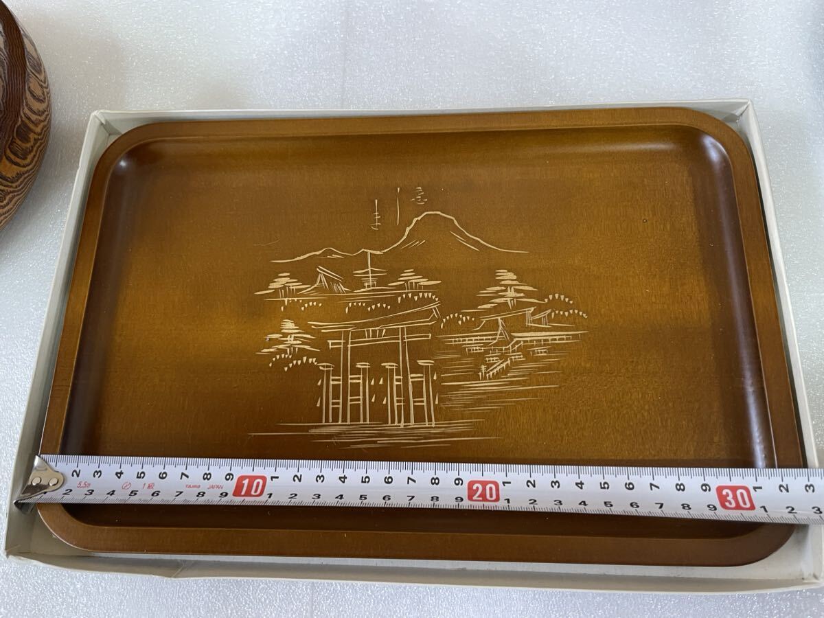 RM7569 漆器 うるし塗装 天然木 菓子鉢 お盆 木製 他 現状品 0322_画像3