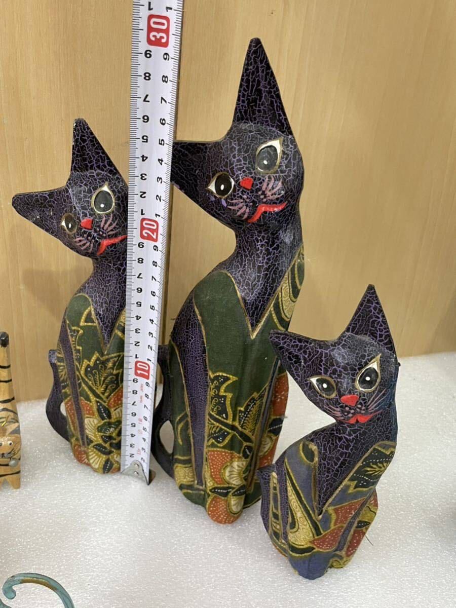 RM7108 大量　置物　招き猫 まねきねこ　猫　木製 陶器製 0216_画像4