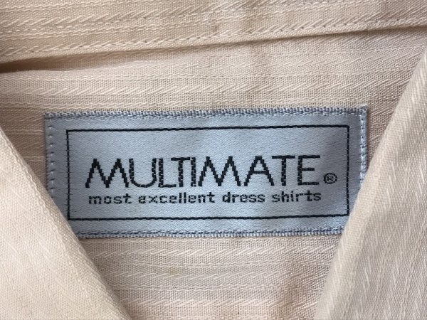 MULTIMATE メンズ 胸ポケット付き ストライプ織り 長袖シャツ 38-78 オレンジの画像2
