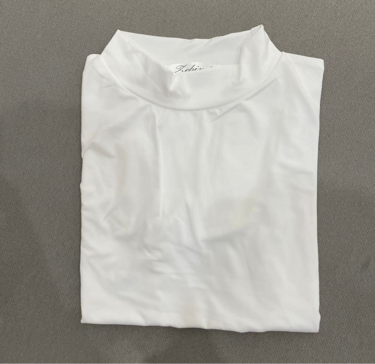 2XL 白Tシャツ  モックネック 日除け カットソー 半袖 シンプル　白T  トップス　Tシャツ　 無地