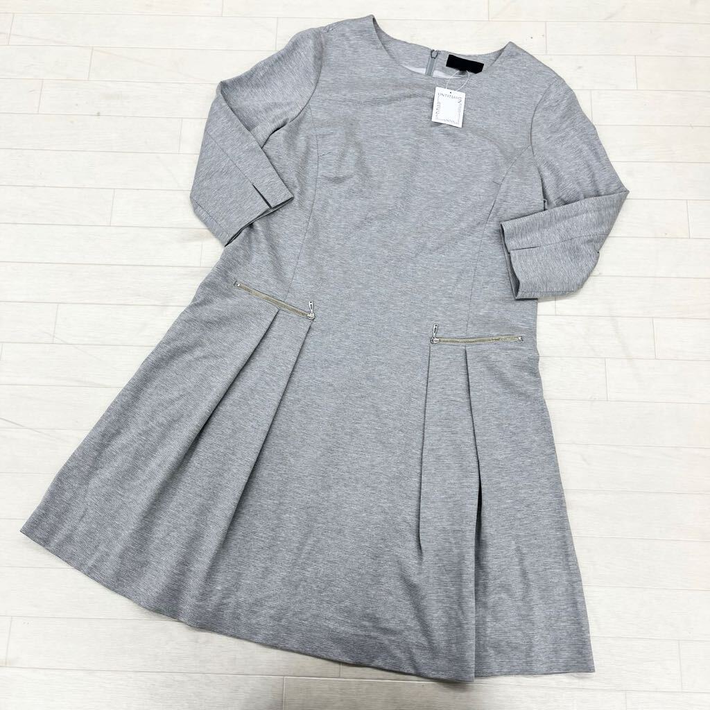 1382* new goods unused UNTITLED Untitled tops One-piece flair mini height long sleeve casual gray lady's 44