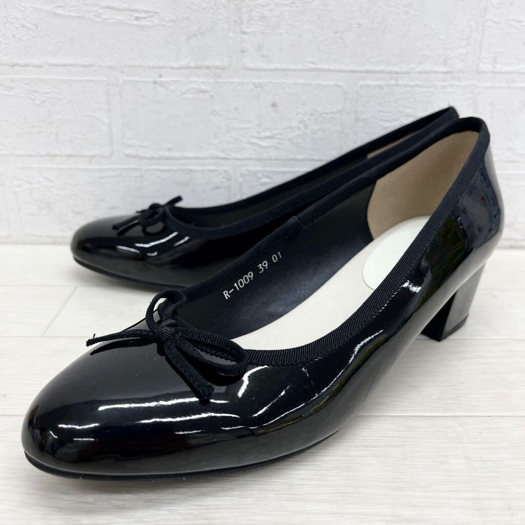 1394◎ ORiental TRaffic オリエンタルトラフィック 靴 シューズ パンプス ヒール カジュアル エナメル ブラック レディース39の画像1