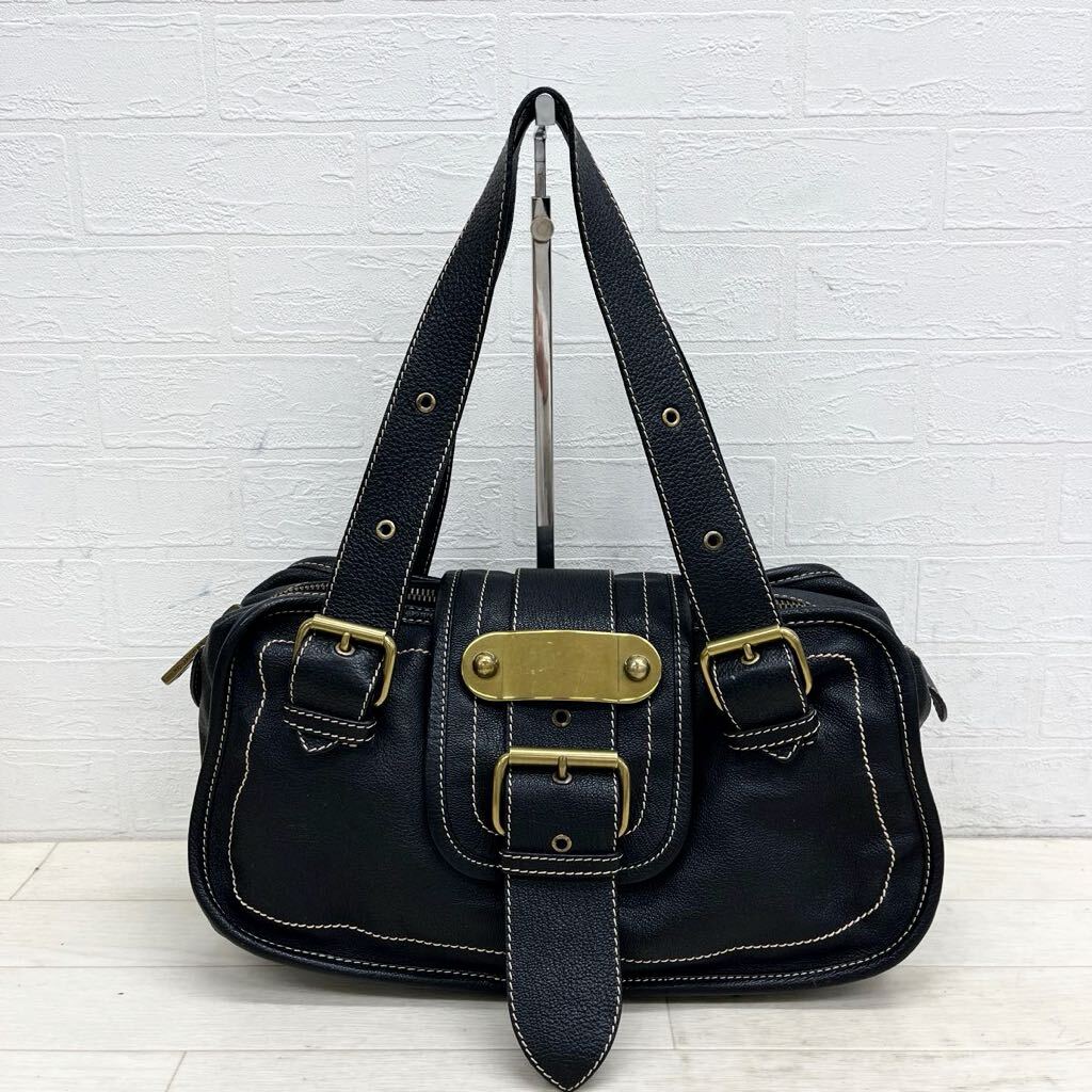 1388◎ イタリア製 MARC JACOBS マーク ジェイコブス バッグ 鞄 ハンド トート ファスナー カジュアル ブラック レディース_画像1