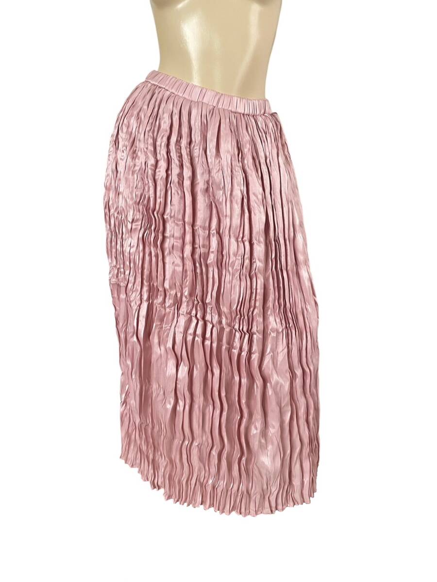 ピンク系 光沢 プリーツロングスカート サイズ：FREE 未使用の画像1