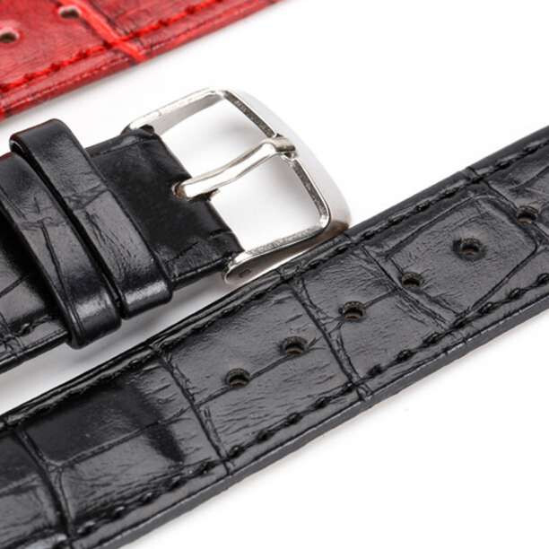 腕時計ベルト 牛皮製クロコ模様型押し 14ｍｍ 未使用品 黒色の画像2