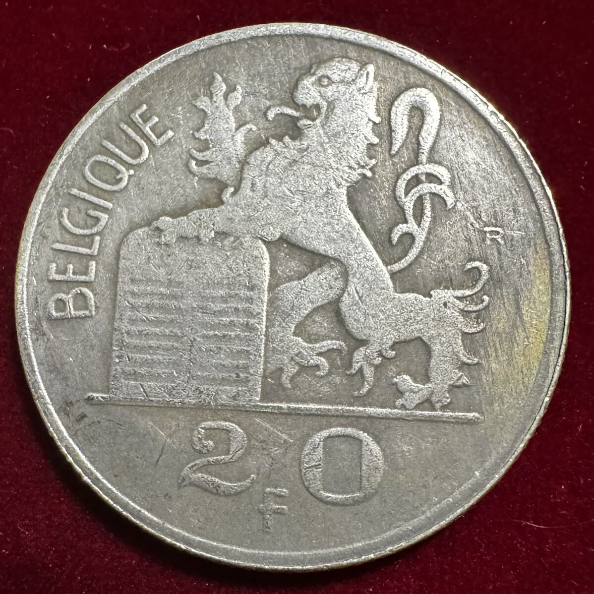ベルギー アルベール1世 硬貨 古銭 1955年 ベルギー憲法 ライオン カドゥケウス 「伝令使の杖」 フラン コイン 外国古銭 海外硬貨_画像1
