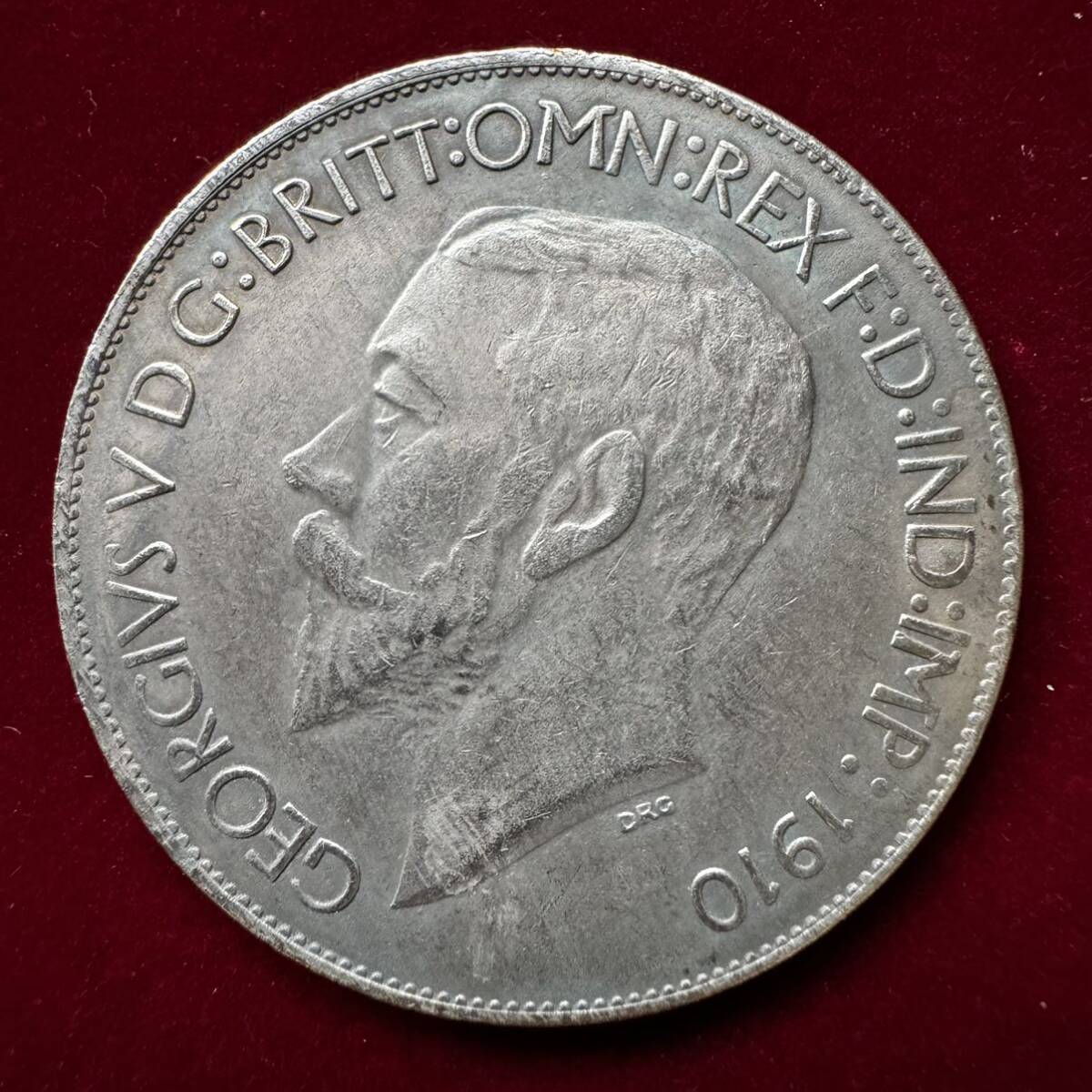イギリス ジョージ五世 硬貨 古銭 1910年 ウェールズ 国旗 ドラゴン紋章 クラウン コイン 銀貨 外国古銭 海外硬貨_画像2