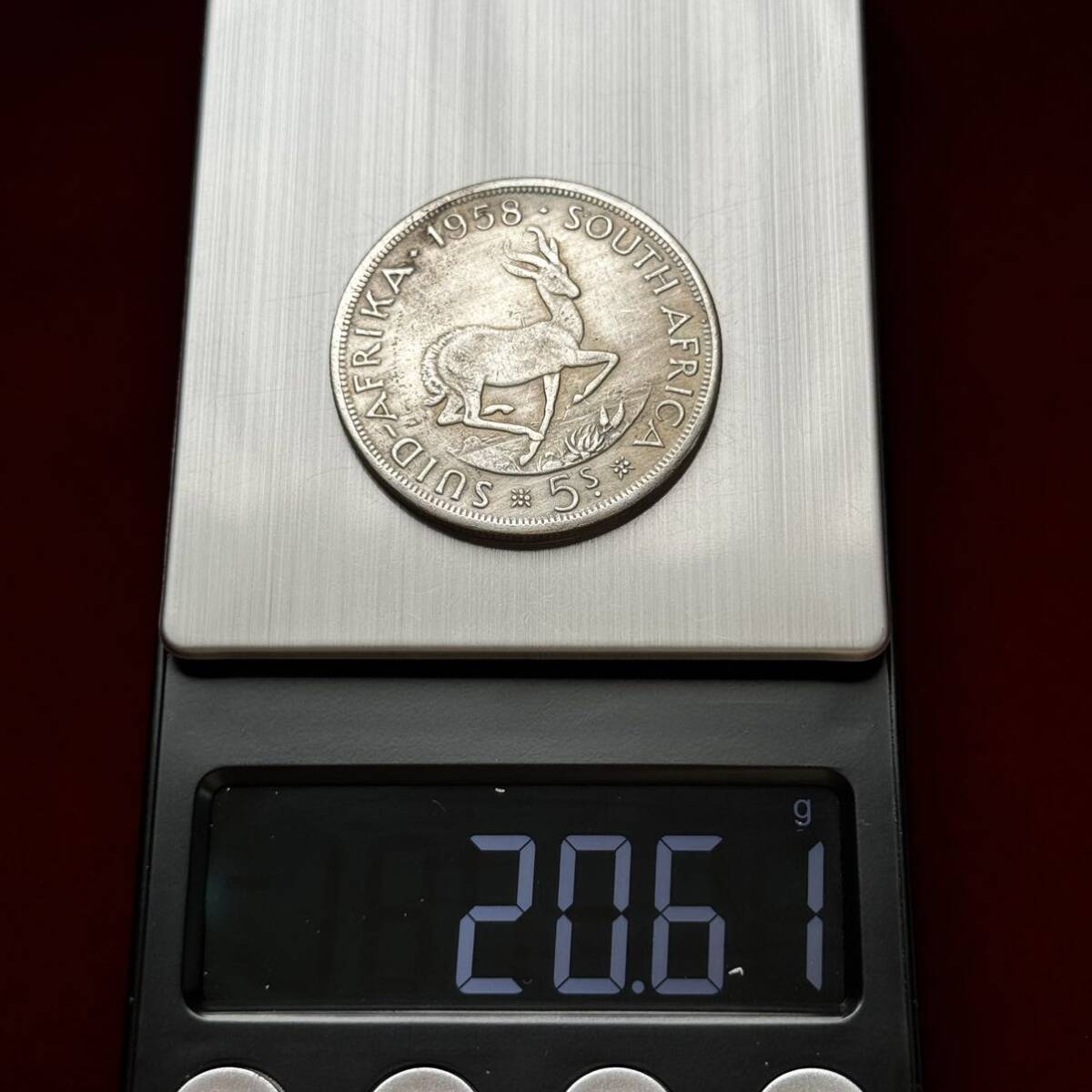 南アフリカ エリザベス2世 硬貨 古銭 1958年 イギリス領南アフリカ スプリングボック 跳羚羊 コイン 銀貨 外国古銭 海外硬貨の画像6
