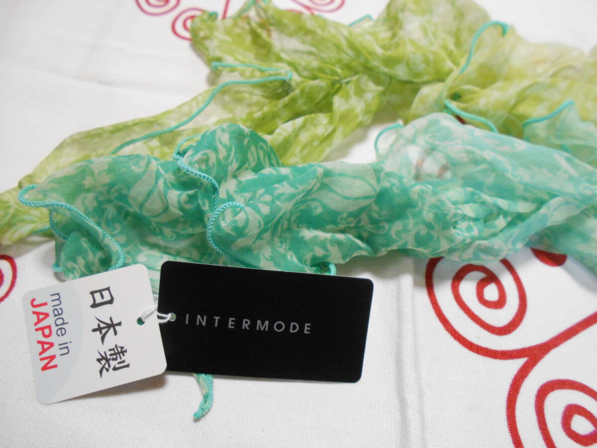* Inter режим шарф шелк шелк 100% сделано в Японии расческа . расческа . зеленый серия... новый товар не использовался 