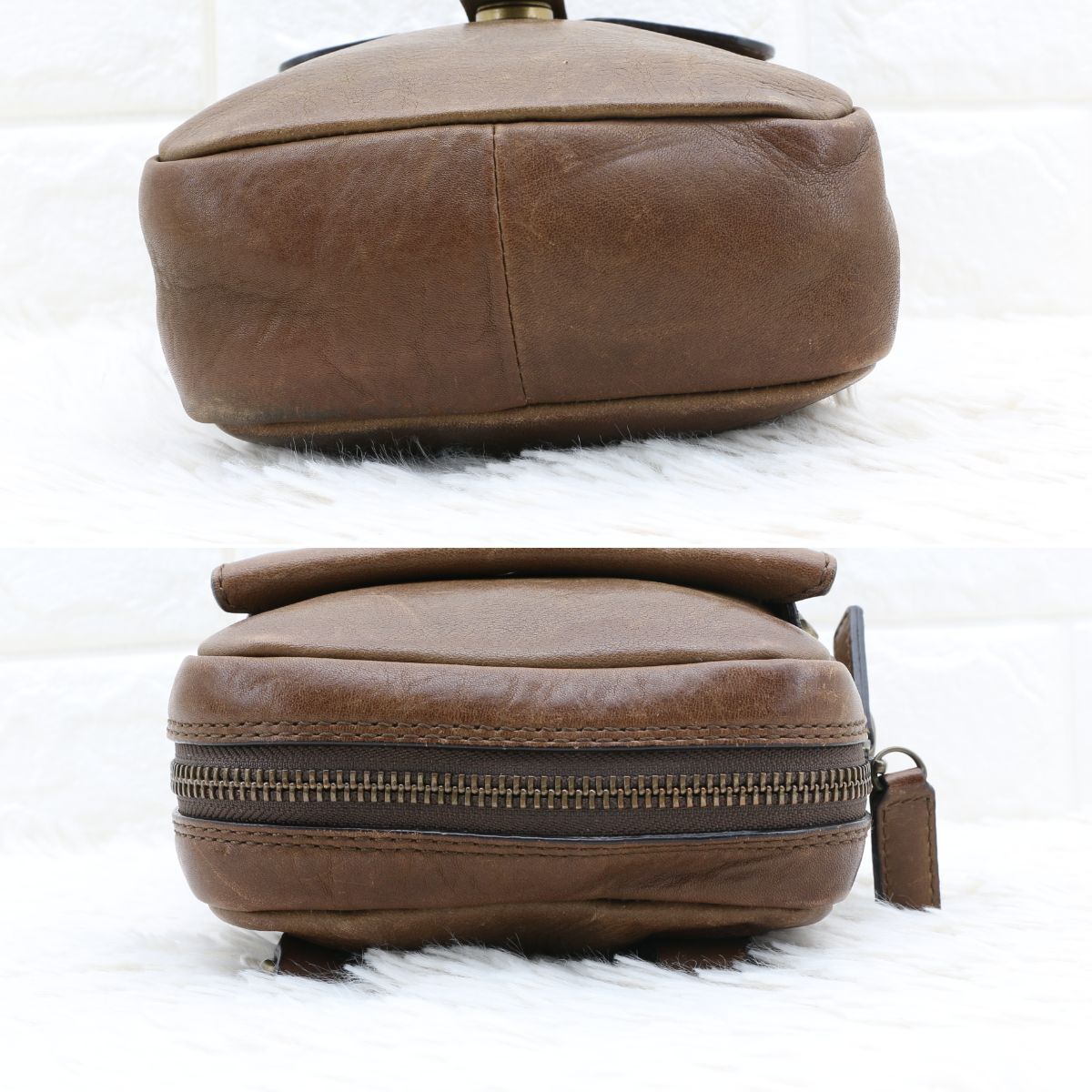 [ super rare ] earth shop bag ga jet big pocket Gadget original leather waist bag belt pouch belt bag men's Brown olive 