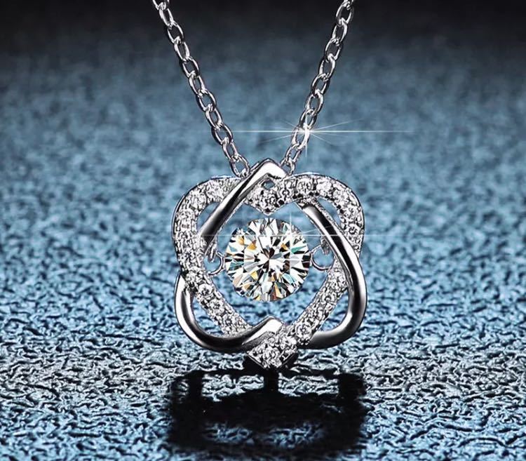 【即日発送 GRA鑑定書】ダンシング ハート 0.5ct モアッサナイト ネックレス ダイヤ 一粒 モアサナイト シルバー リング フラワー フープの画像2