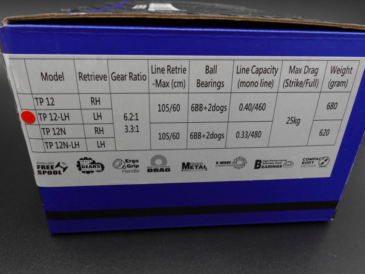 OMOTO リール triple tp12-LH 左 マックスドラグ25kg 可変ギア比6:2:1 3:3:1 レバードラグリール ジギング _画像3