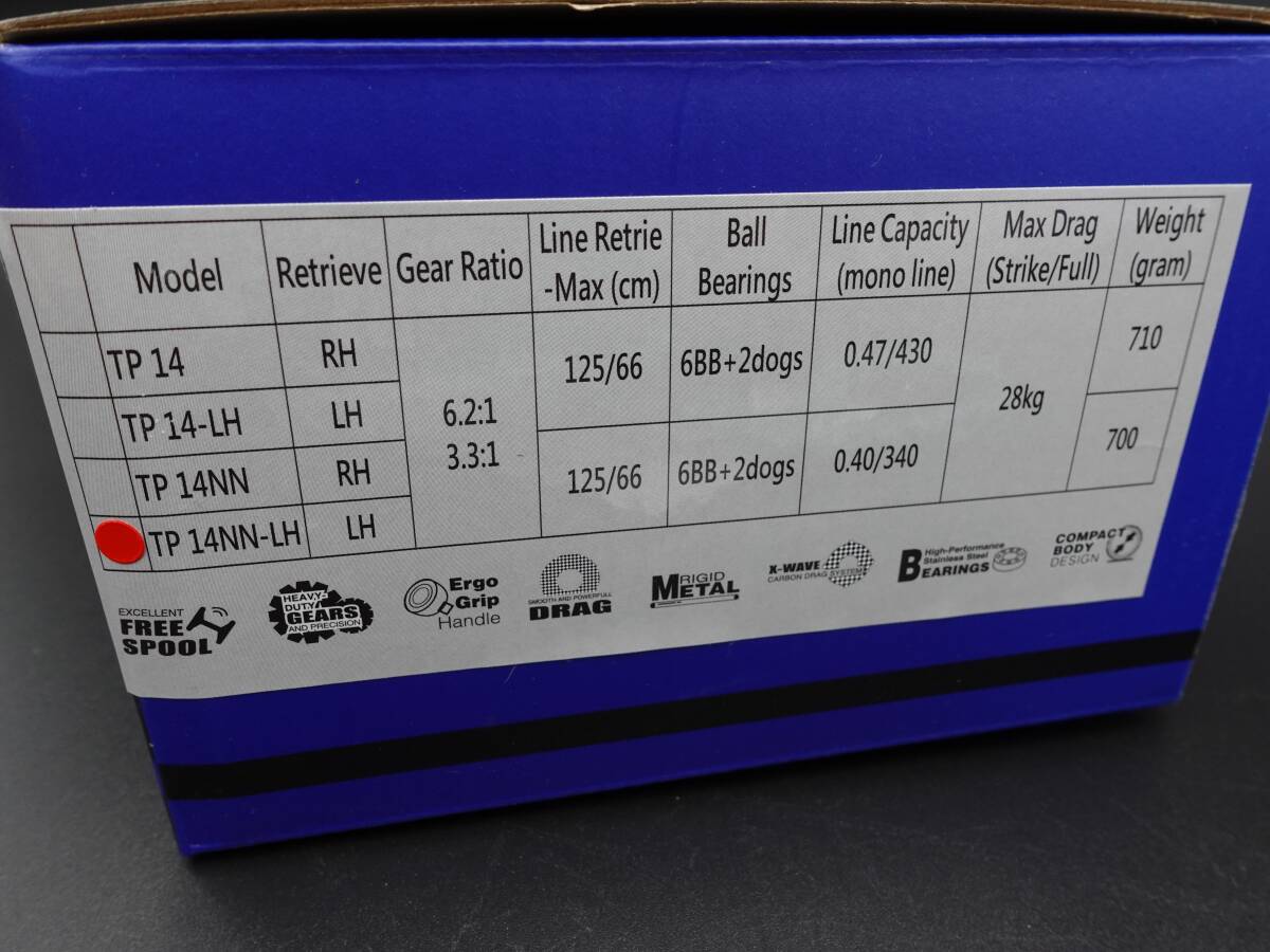 OMOTO リール triple TP14NN-LH 左 マックスドラグ28kg 可変ギア比6:2:1 3:3:1 レバードラグリール ジギング _画像3