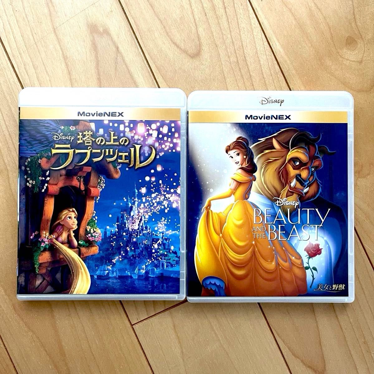 塔の上のラプンツェル、美女と野獣 ブルーレイ＋純正ケース セット 新品未再生 MOVIENEX  Blu-ray