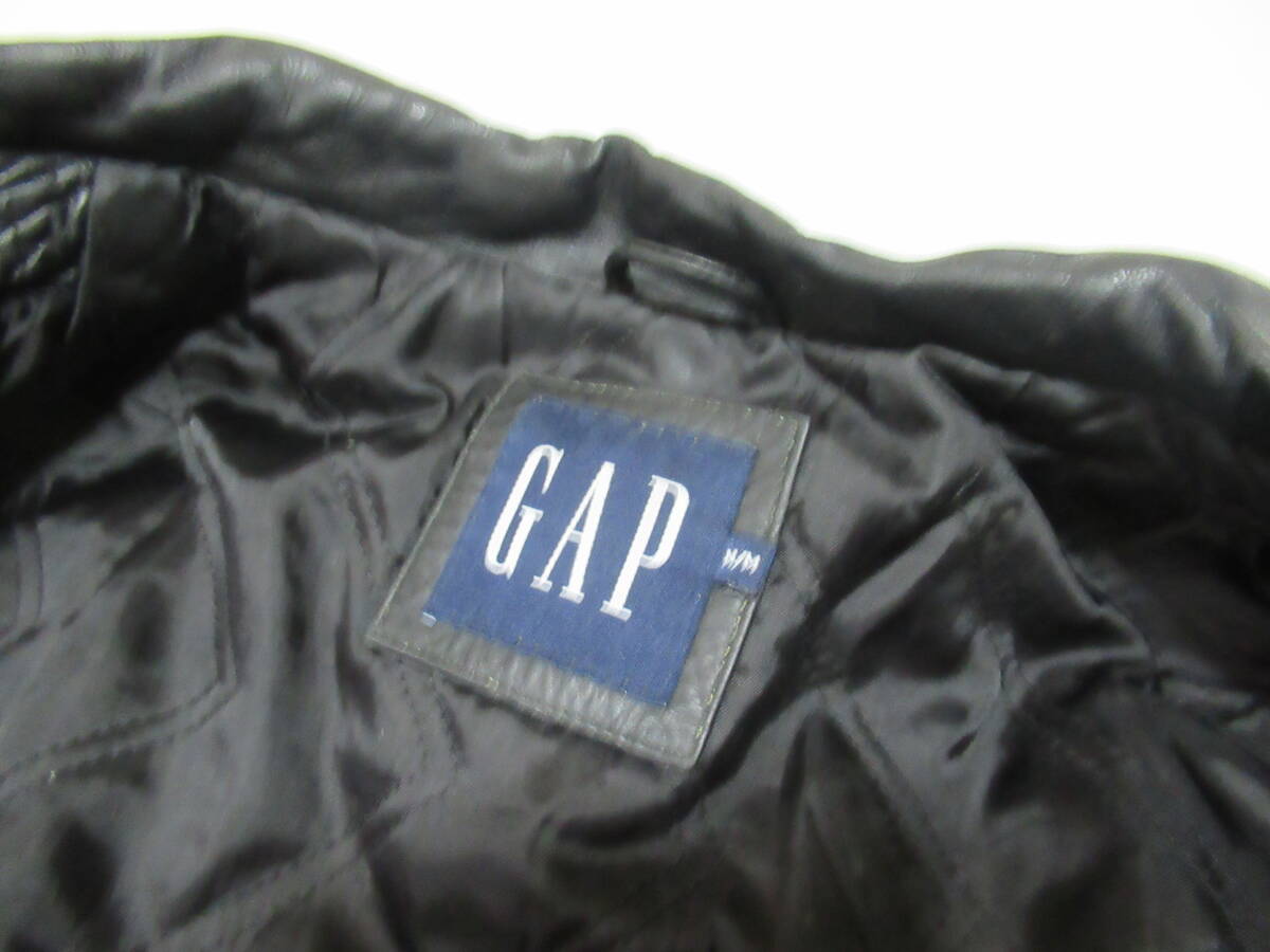 90sヴィンテージ　GAPギャップ　牛革レザーライダーススポーツジャケット黒M _画像4