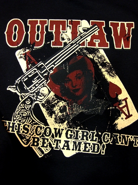 ウエスタンプリント Tシャツ　OUTLAW Western T-shirt size S_画像2