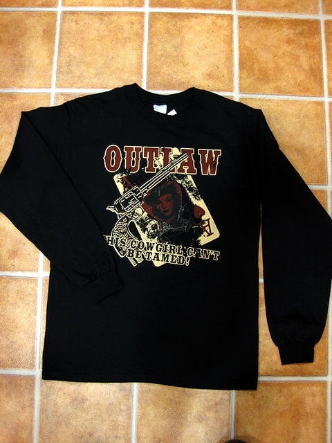 ウエスタンプリント Tシャツ　OUTLAW Western T-shirt size S_画像1