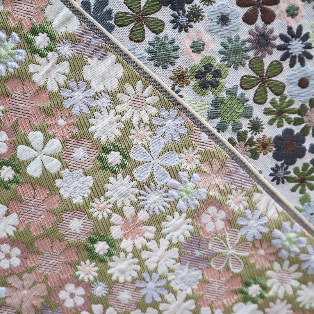 J13C ジャガード織り生地 花柄 かわいい 小花 グリーン ゴブラン織りの画像9