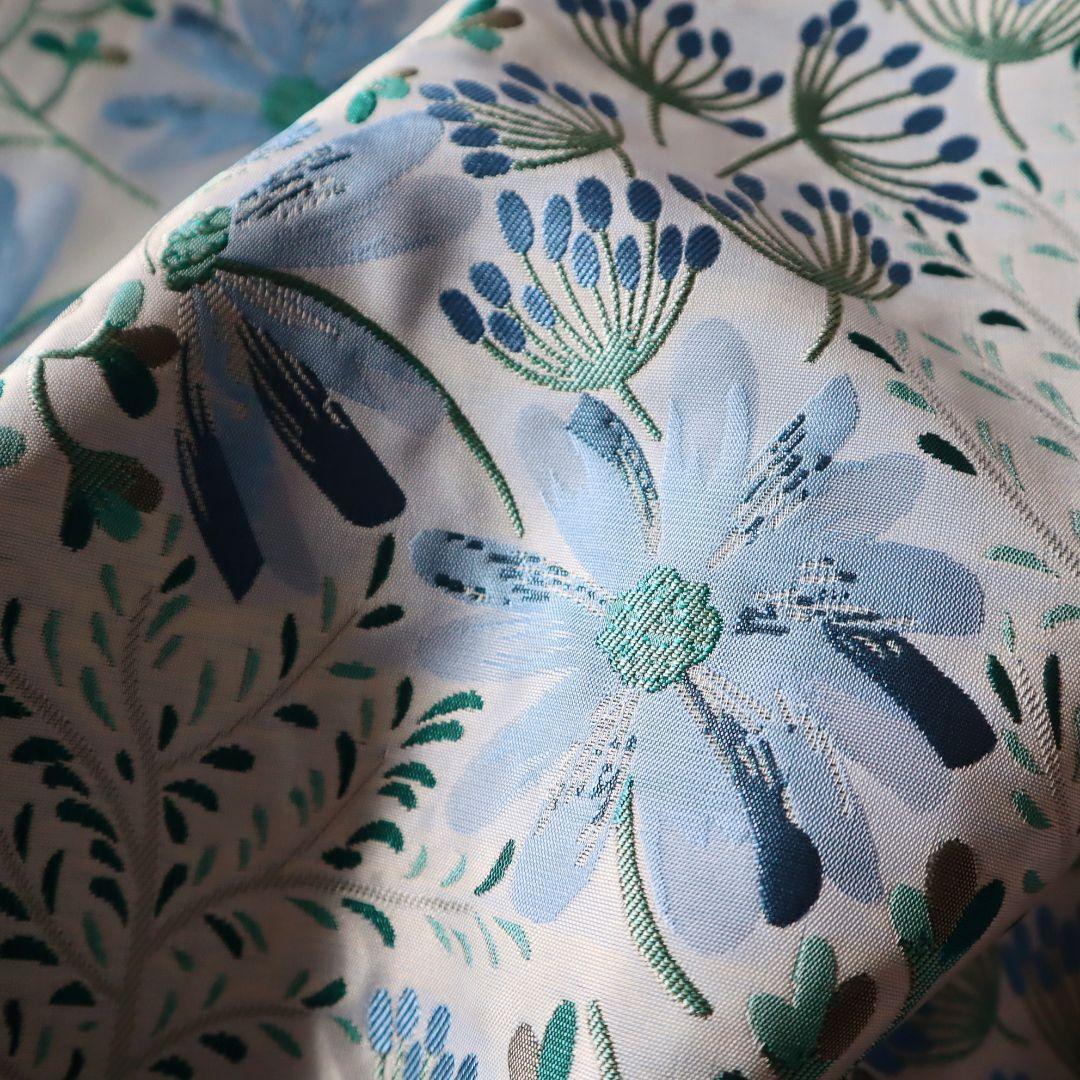 J40B ジャガード織り生地 マーガレット柄 花柄 ブルー 145×50cmの画像6
