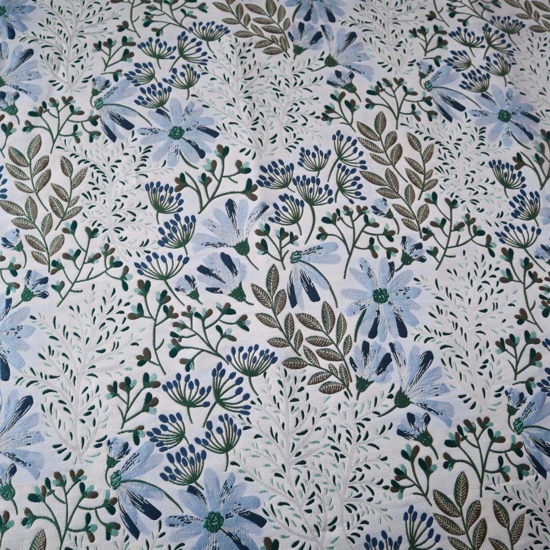 J40B ジャガード織り生地 マーガレット柄 花柄 ブルー 145×50cm