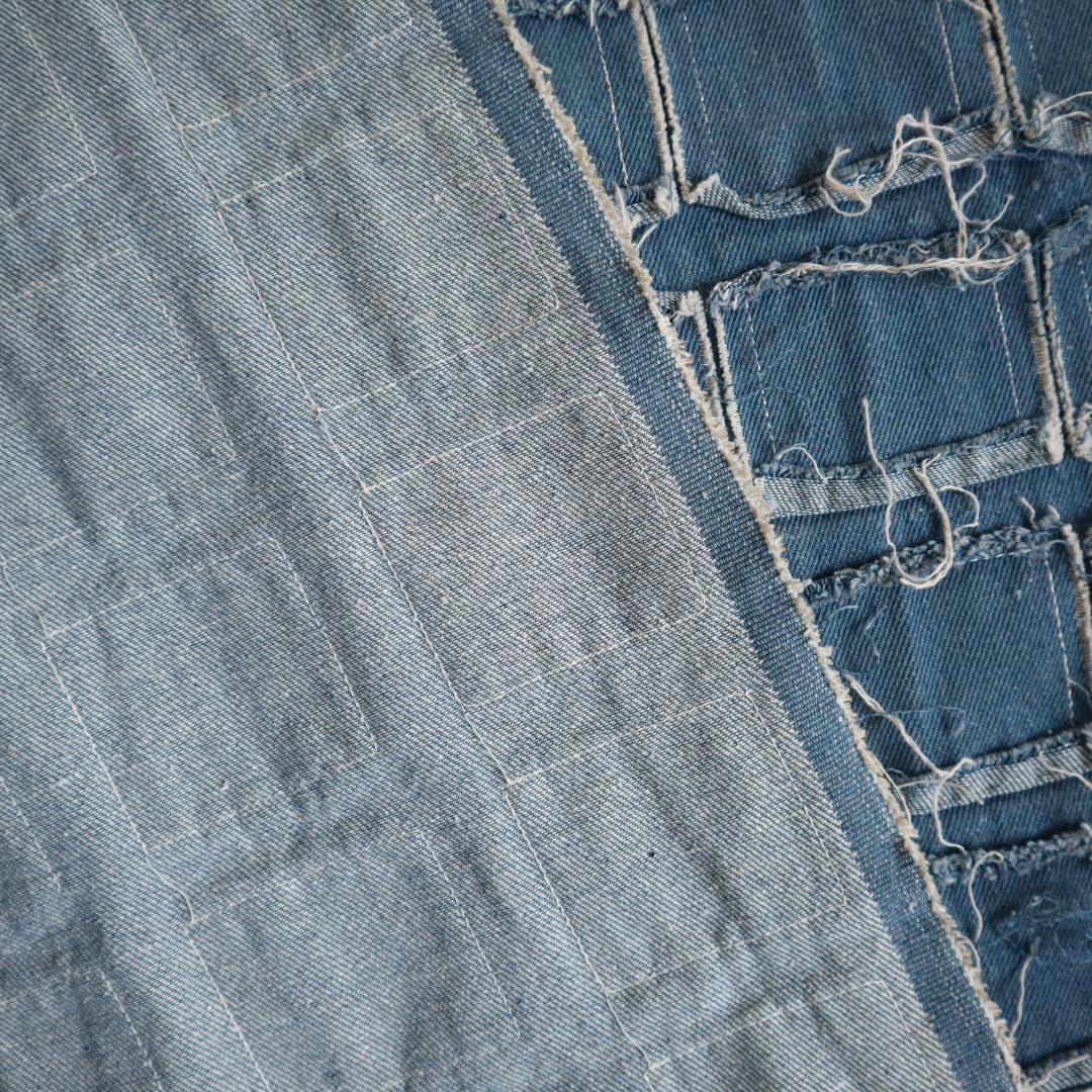 D27B авария Denim ткань карман узор голубой 150×30cm