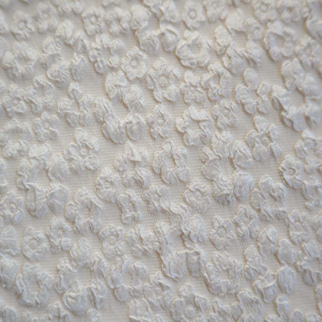 ジャガード織り生地 ゴブラン織り 花柄 小花 オフホワイト J79D_画像6