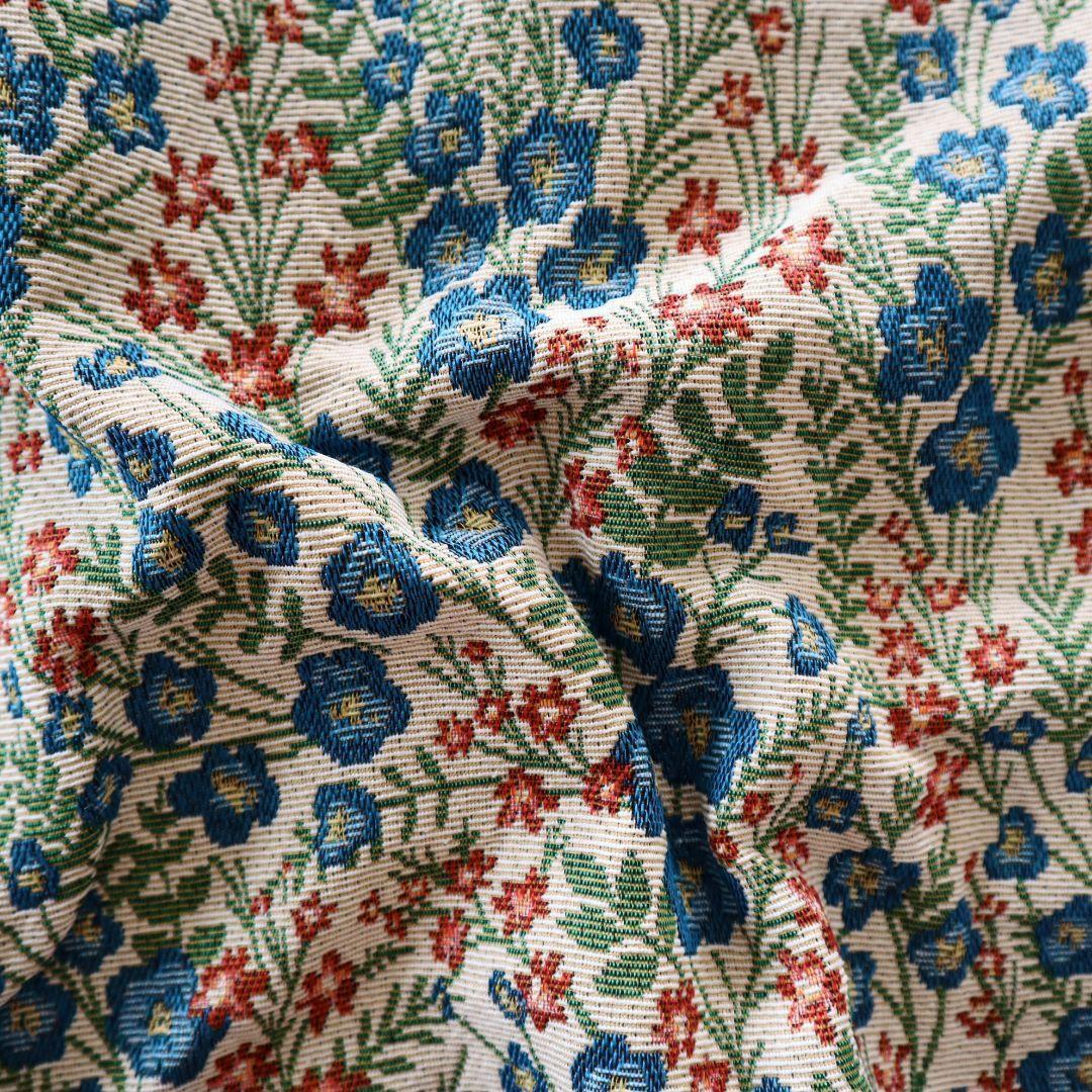ゴブラン織り生地 ジャガード織り お花柄 ボタニカル柄 150×50cmJ57_画像2