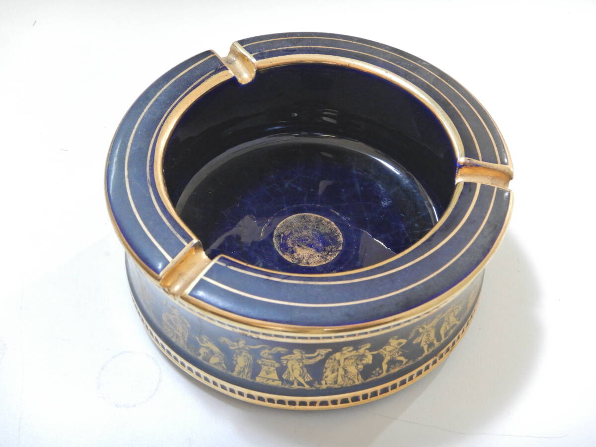 ギリシャ製 24K GOLD 金彩 陶器製 灰皿 アッシュトレイ ビンテージ ハンドメイドの画像1