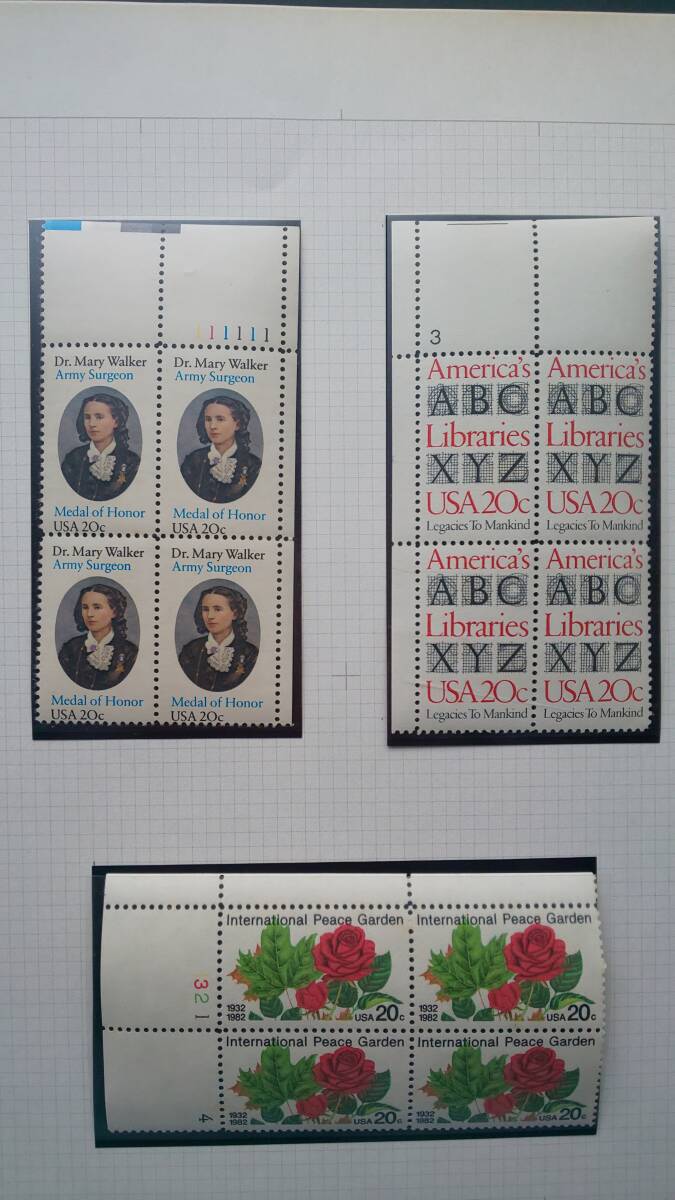 【未使用】 田型アメリカ切手  30種の画像1