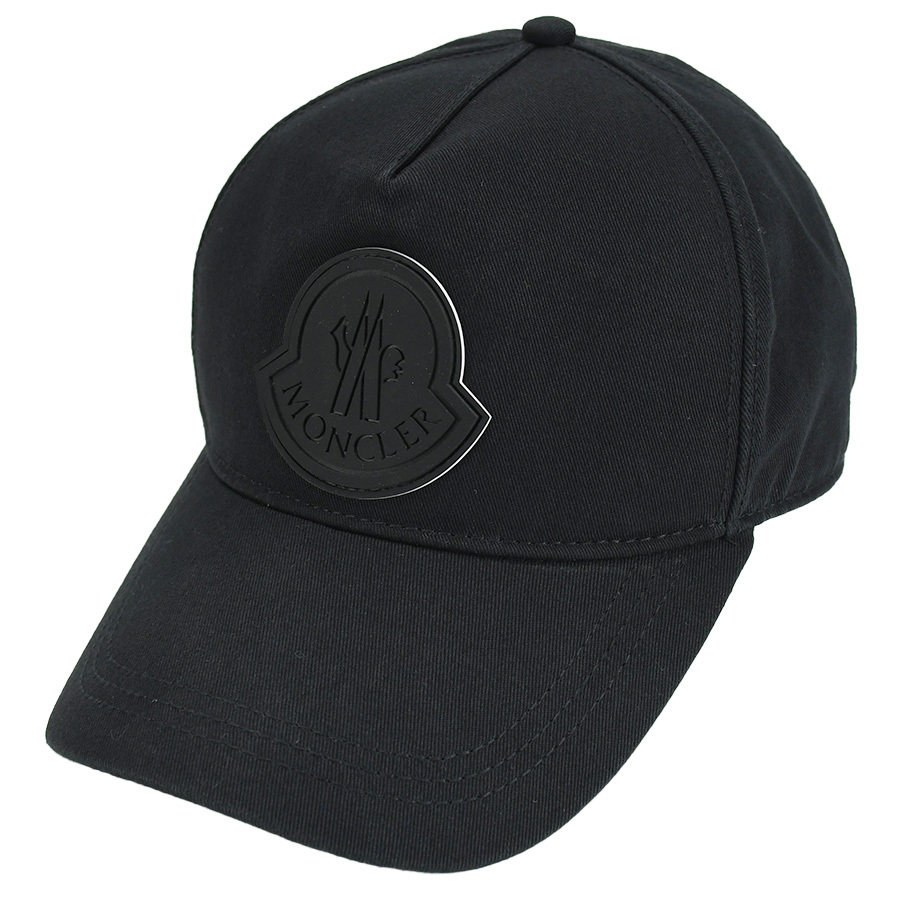 モンクレール MONCLER BERRETTO BASEBALL ベースボールキャップ スナップバックキャップ 帽子 ロゴ ブラック 黒 小物 メンズ 中古の画像1