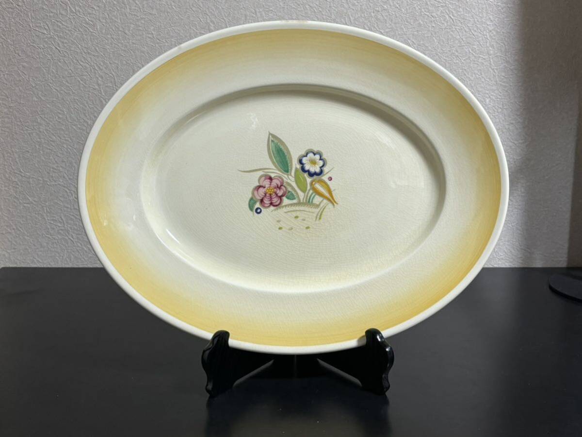 Susie Cooper スージークーパー ノーズゲイ 貫入 大皿 楕円皿 オーバルプレート 花柄 イギリス 食器 洋食器の画像1