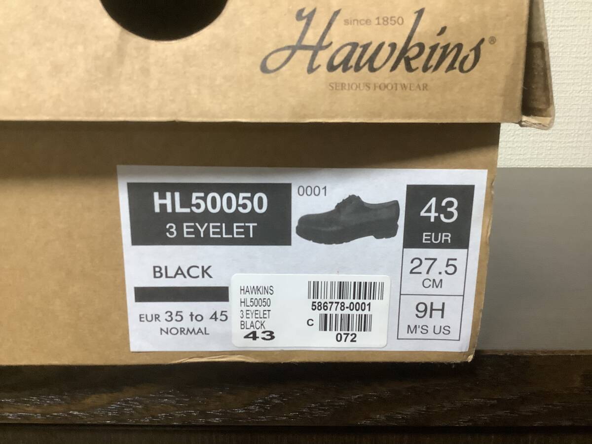 数回使用　 ホーキンス 3 EYELET 3アイレット HL50050 BLACK 43(27.5cm) HAWKINS_画像8