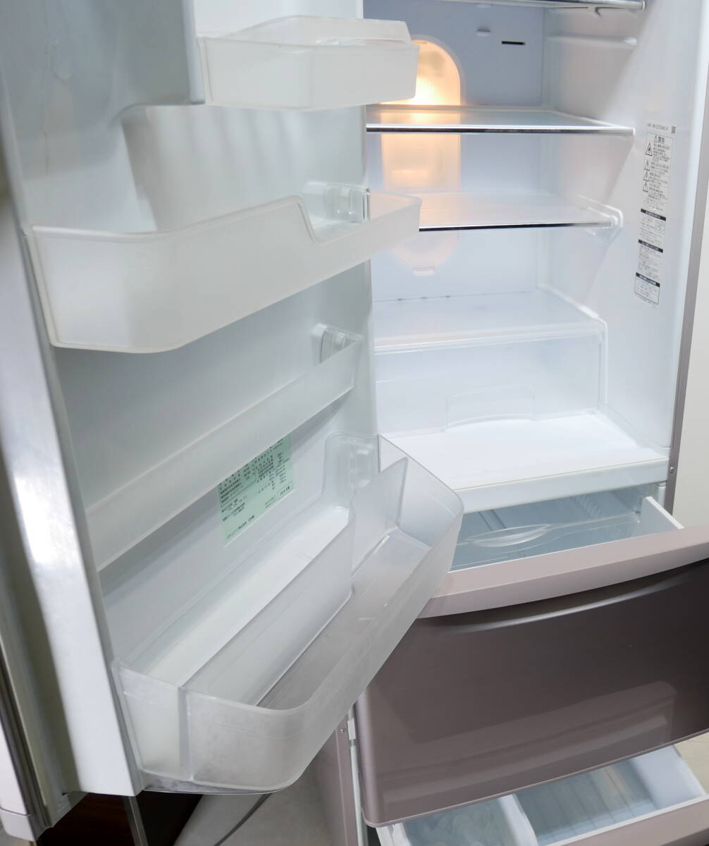 引取歓迎 東大阪(R603-B216)Panasonic ノンフロン冷凍冷蔵庫 NR-C37DML-P 365L 2015年製 3ドア 左開き シャイニングピンク 製氷機能_画像4