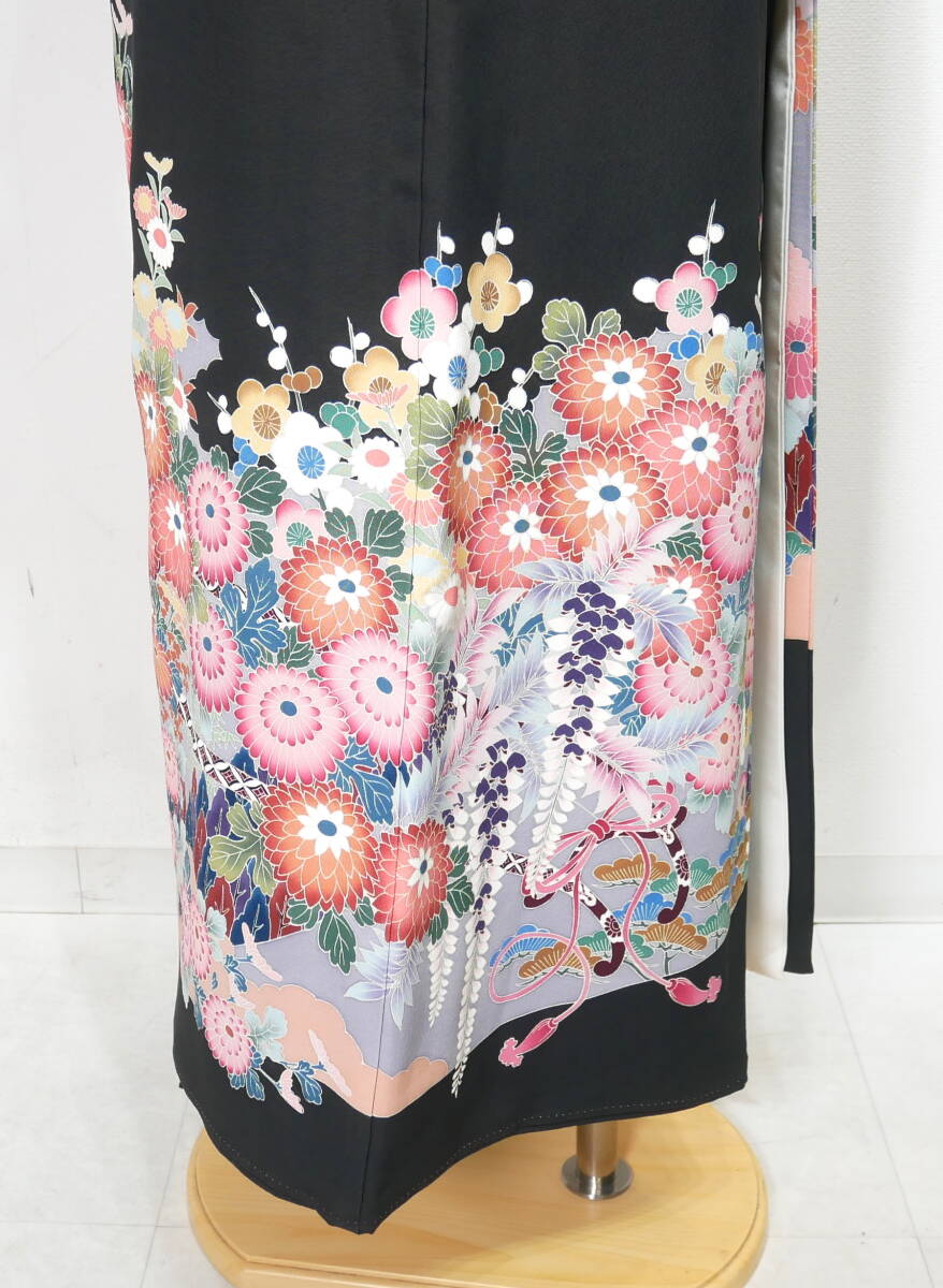 ^(R603-B122) beautiful goods kurotomesode genuine .... silk kimono ... go in ratio wing four . eyes ..... hand ..