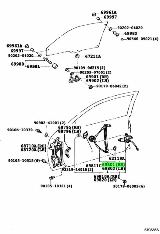 新品 トヨタ純正 30 ソアラ ウインドウレギュレータ レギュレーター 右 TOYOTA LEXUS Genuine Door Window Regulator RH SC300/400 SOARER_画像2