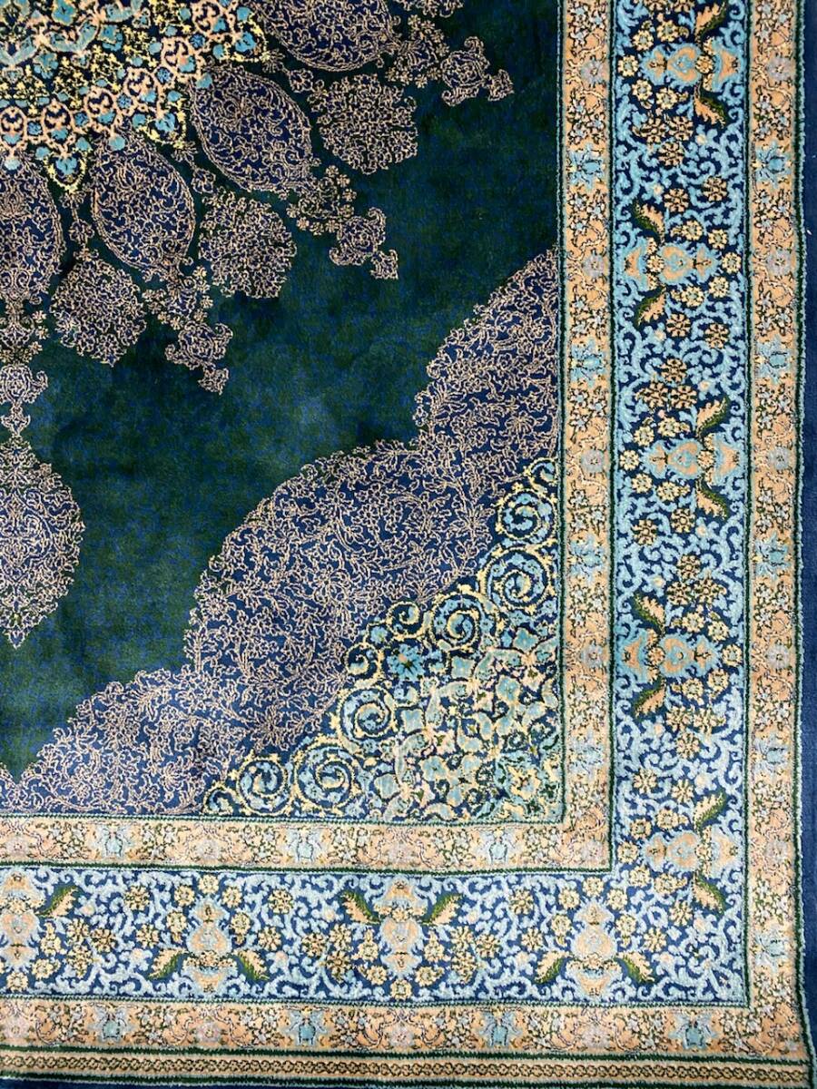 百貨店展示品 シルク100％ 最高峰225万ノット イラン産 手織り 高級ペルシャ絨毯 101×152cm #18の画像6