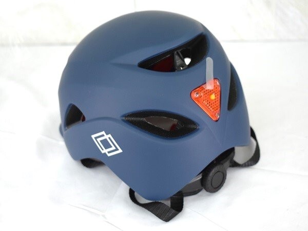 1円スタート Mixiu 自転車用ヘルメット サイズ調整可能 Lサイズ(56-61cm) 通気性抜群 LEDテールランプ搭載 通勤/通学 ブルー A06241の画像1