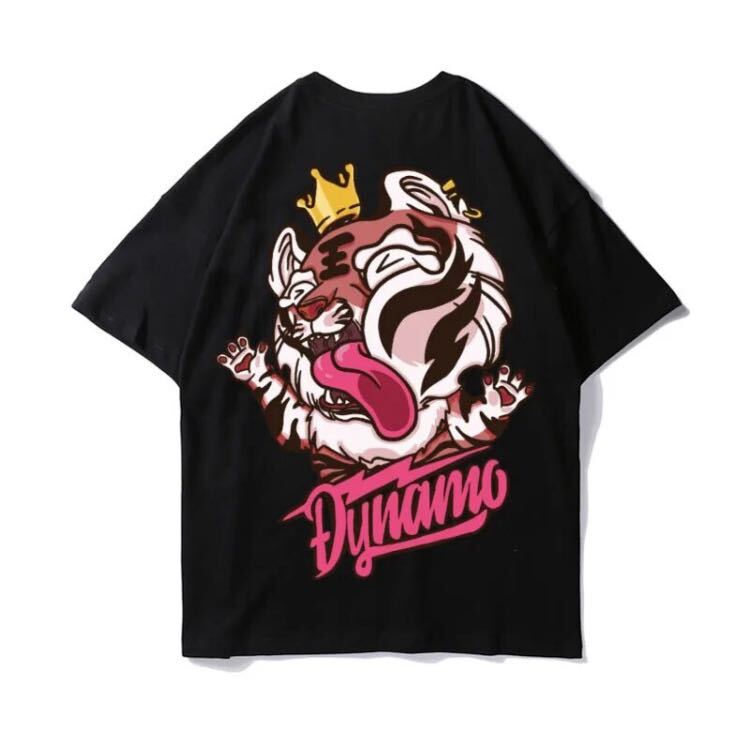【匿名配送】 Tシャツ 3XL〜4XL相当 ストリート 虎 トラ タイガー 半袖 ブラック オーバーサイズ ビッグシルエット ダンス