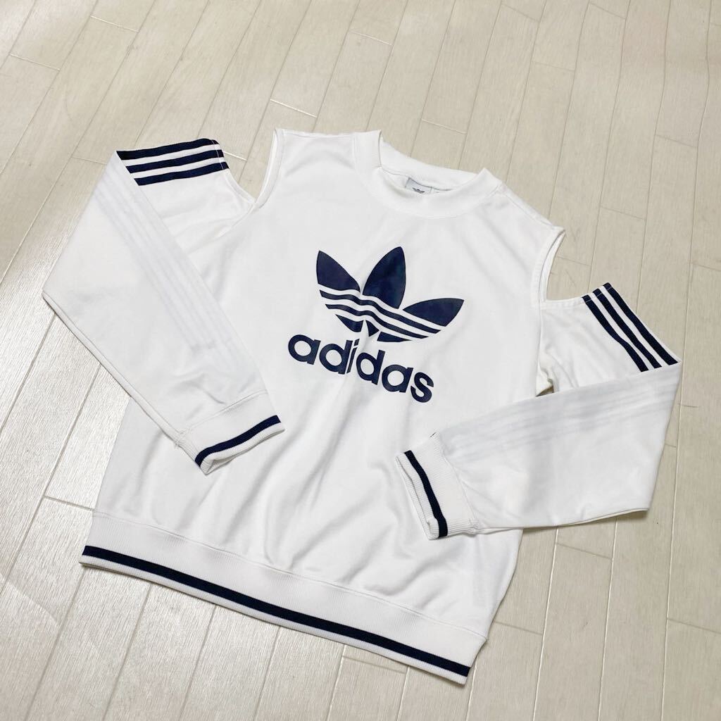 3893☆ adidas アディダス トップス スウェット トーレーナー クルーネック 長袖 レディース OT ホワイト_画像1