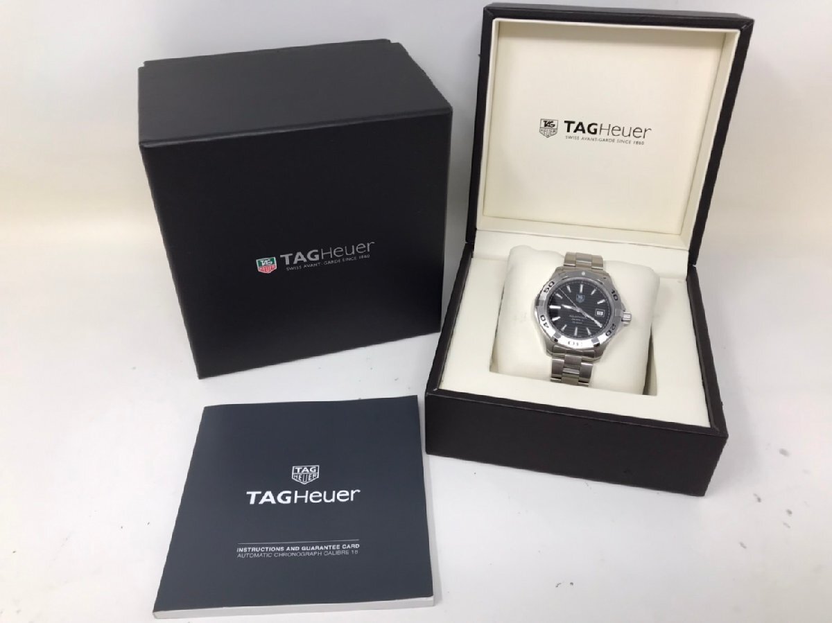 ◆TAGHeuer タグホイヤー AT/自動巻 WAP2010 アクアレーサー キャリーバー5 300M デイト黒文字盤 メンズ腕時計 中古◆9546★_画像1