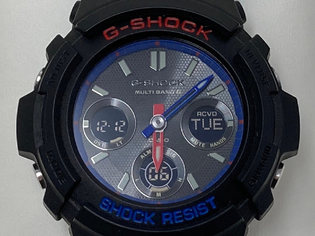 ◆CASIO カシオ G-SHOCK 腕時計 AWG-M100SLT 黒×青 箱付き 中古◆10263★