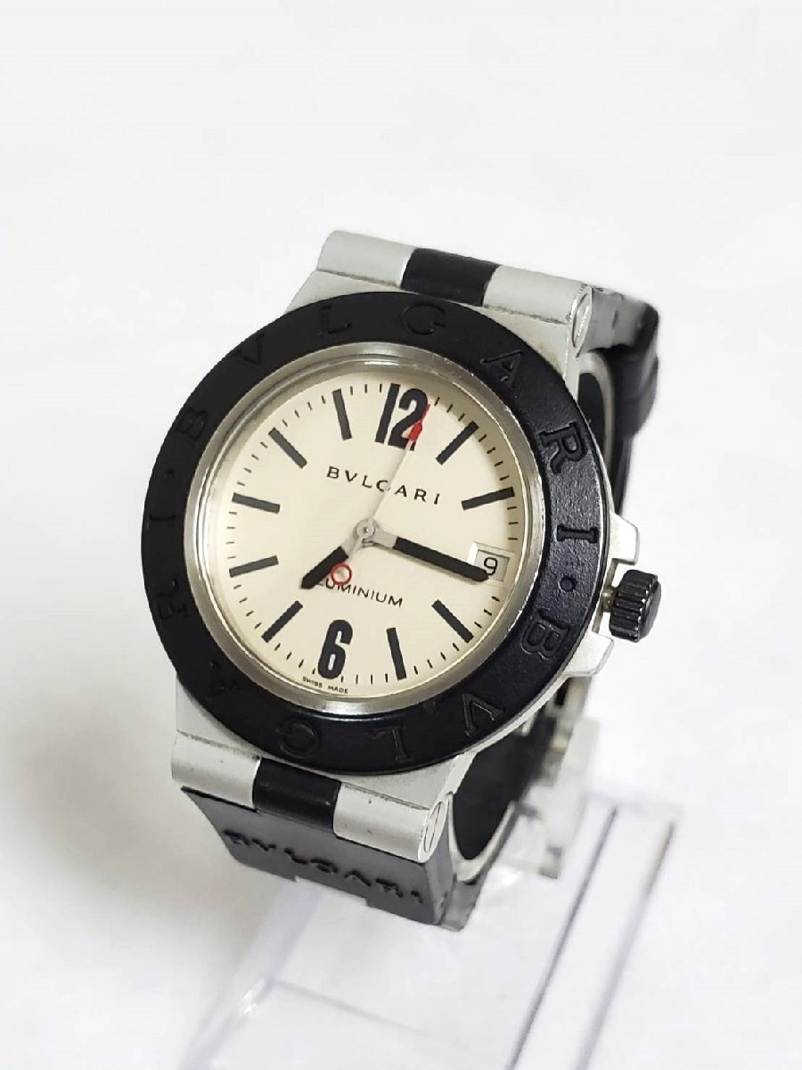▽リューズ不具合 BVLGARI ブルガリ アルミニウム 自動巻き デイト 腕時計 ジャンク▽010514