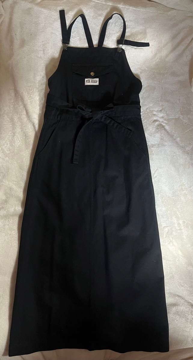 ピンクハウス　黒の巻きスカートジャンパースカート　90年代　ユーズド品美品 サロペット