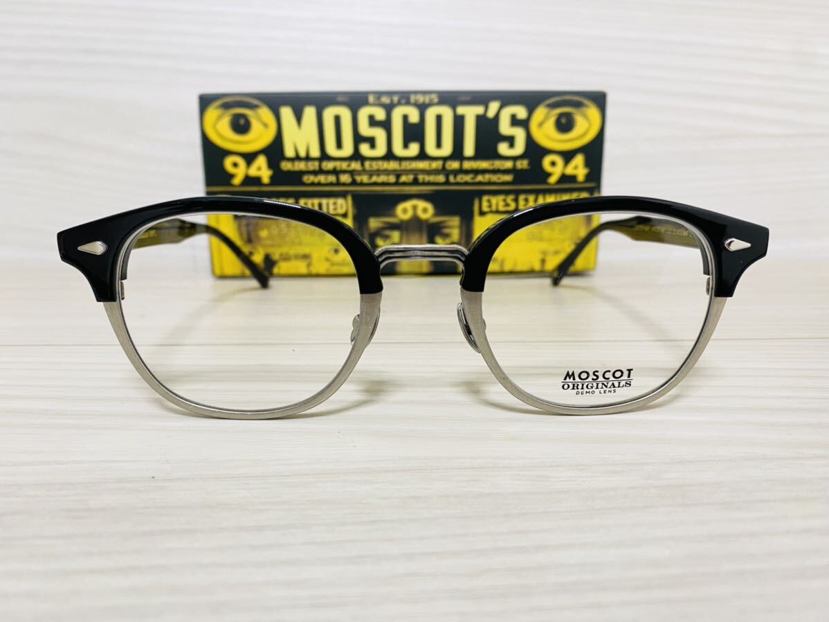 ★MOSCOT★モスコット★レムトッシュマック★メガネフレーム★LEMTOSH-MAC★伊達眼鏡 ブラック シルバー ウェリントン 未使用 美品_画像1