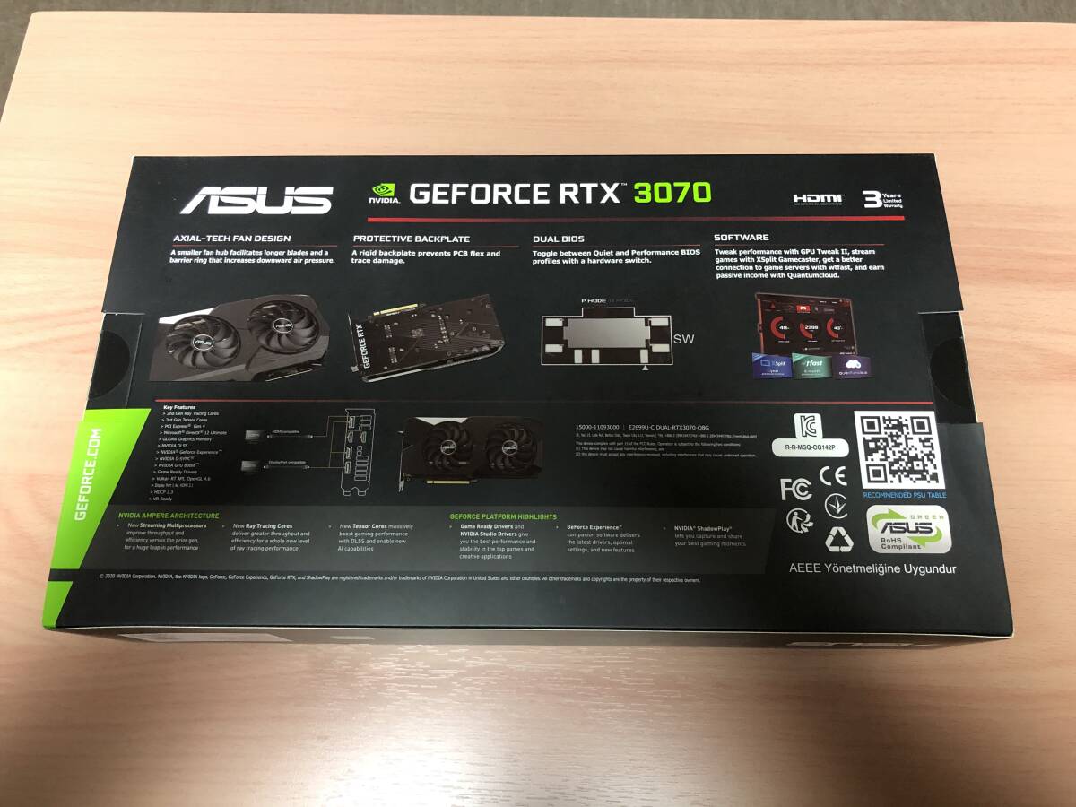 レア【新品未開封品】　NVIDIA ASUS DUAL-RTX3070 PCIExp 8GB Geforce （非LHR）_画像5