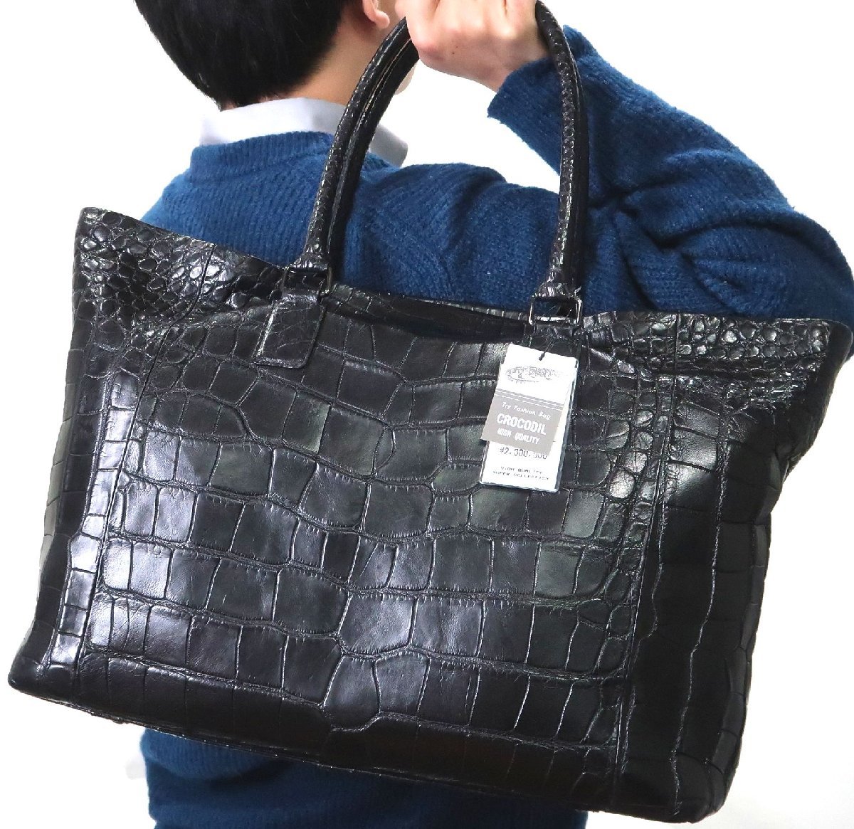 N\'blerobar общий черный ko! мужской распродажа час 200 десять тысяч иен новый товар крокодил большая сумка черный сумка на плечо портфель 409