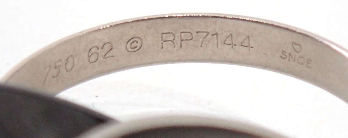 3.4mm幅 カルティエ 18金 K18WG メンズ セラミック 3連 トリニティリング 62 22号 8g超 指輪 リング 815_画像10