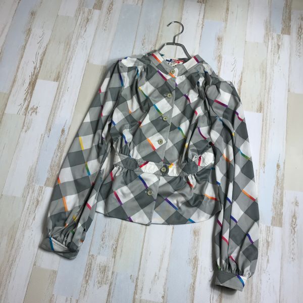 匿名配送230円 ISSEY MIYAKE イッセイミヤケ　最初期タグ　70's ヴィンテージ　ジャケット　ブラウス　バンドカラー　肩パッド入り_画像1